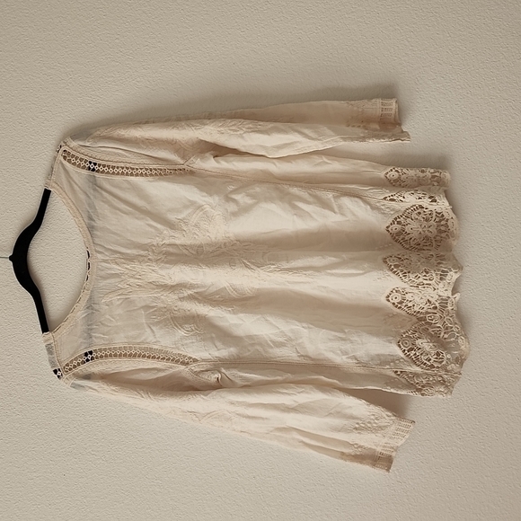 Lapis Peasant Cottagecore Embroidered tunic top Boho Bohemian Monochromatic - Picture 8 of 15